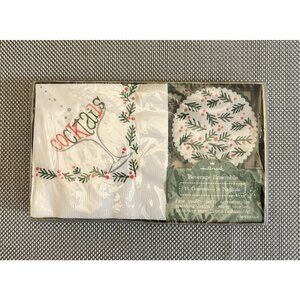 Hallmark Beverage Ensemble 16 Coasters & Cocktail Napkins Set 16 Holiday Retro